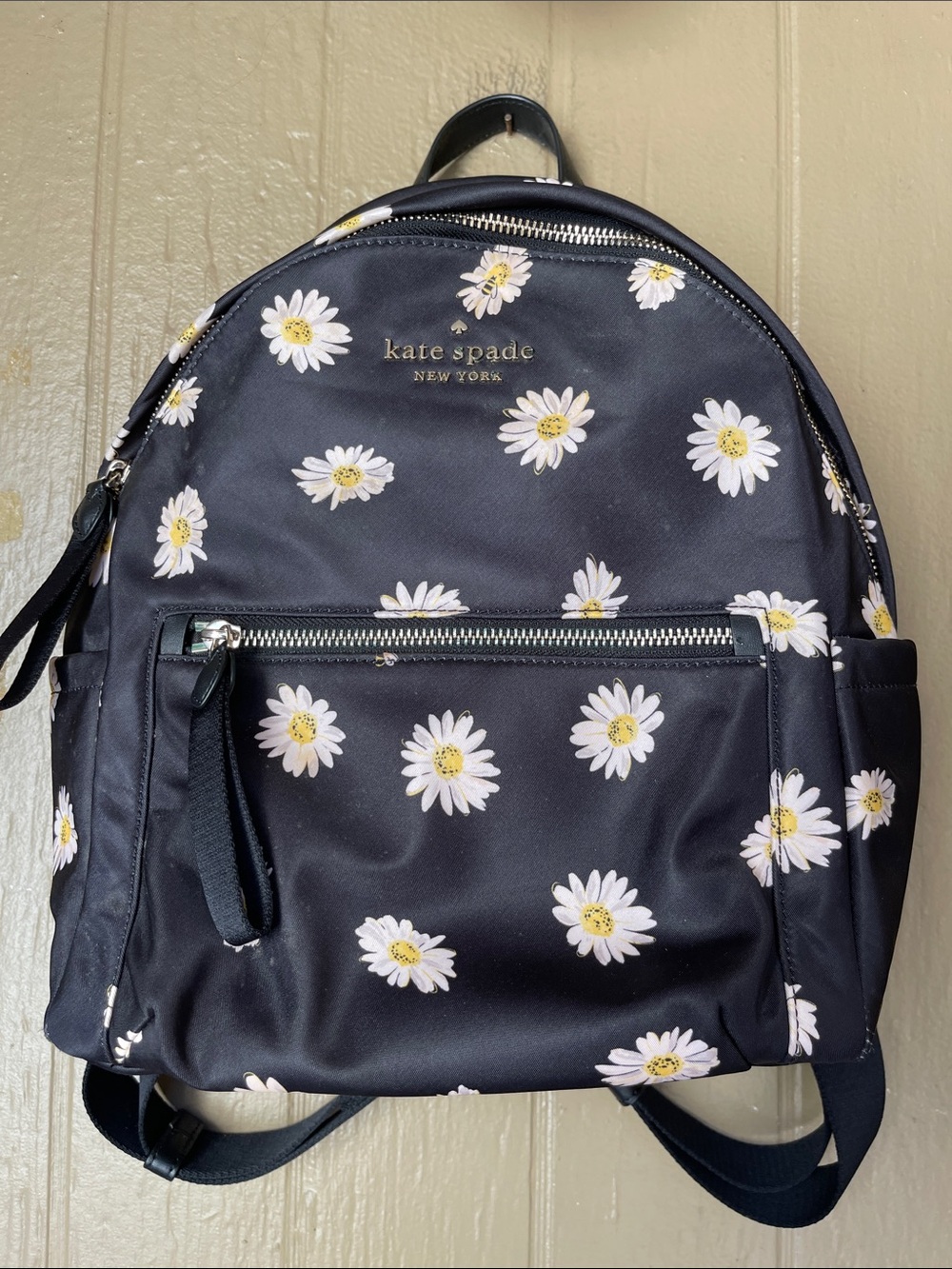 kate spade Black Daisy Print Nylon Backpack